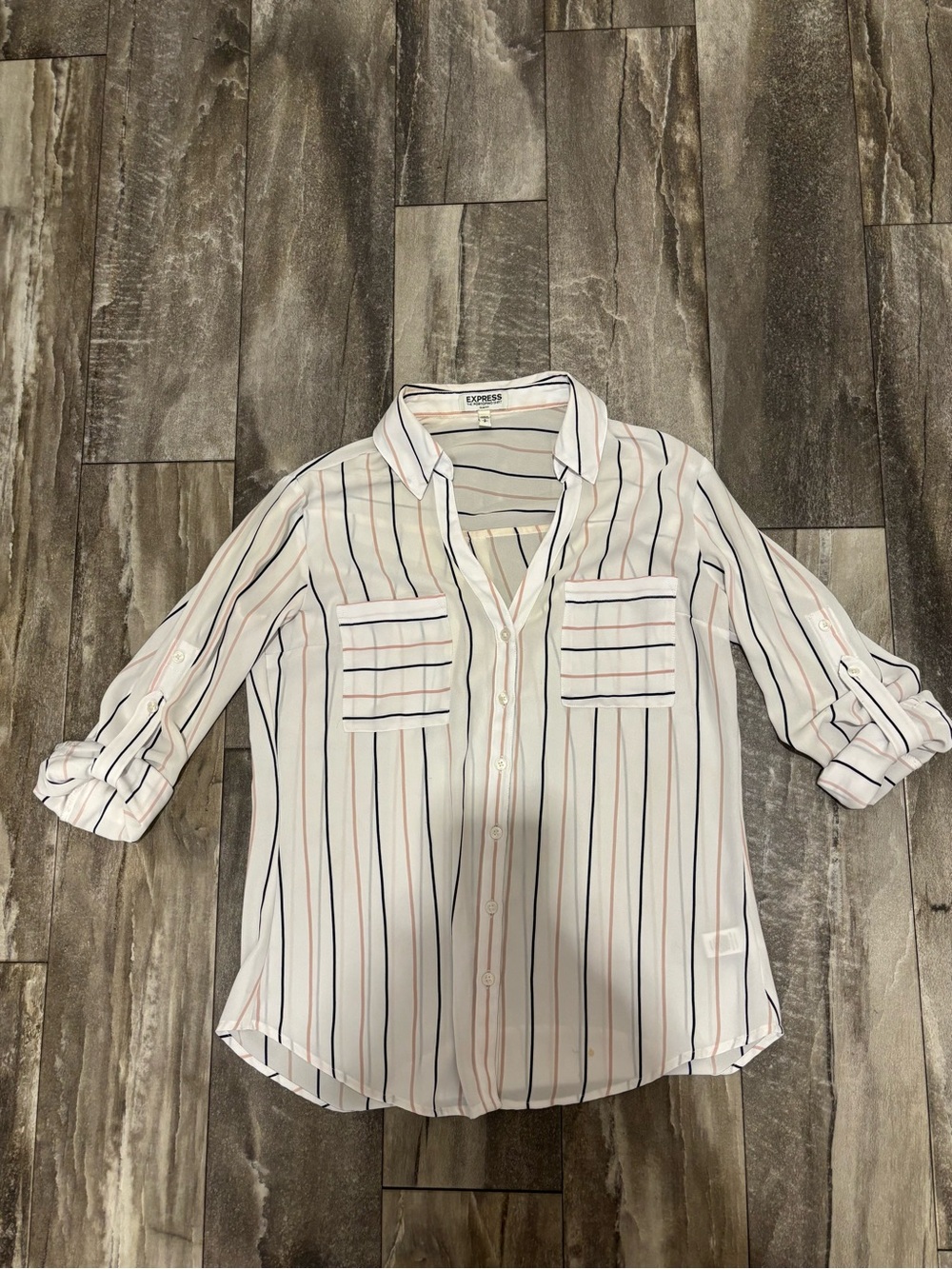 Express The Portofino Shirt Long Sleeve Button-down Blouse Slim Fit White Sz S